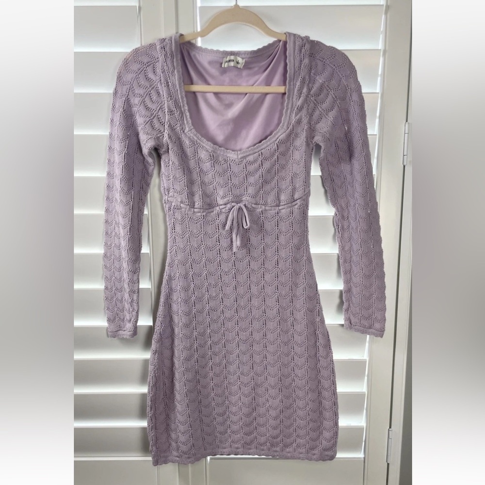Vintage Hollister lavender dress Knit Long Sleeve Short Casual Boho‎ Women’s S
